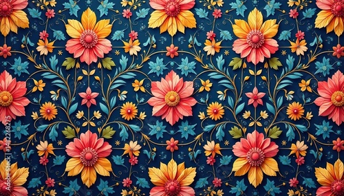 Wallpaper Mural Intricate floral pattern, repeating seamlessly , loop, flowers Torontodigital.ca