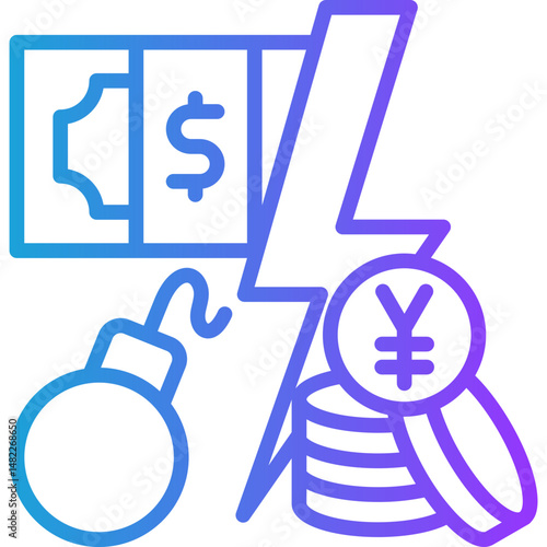 Trade War  line gradient icon