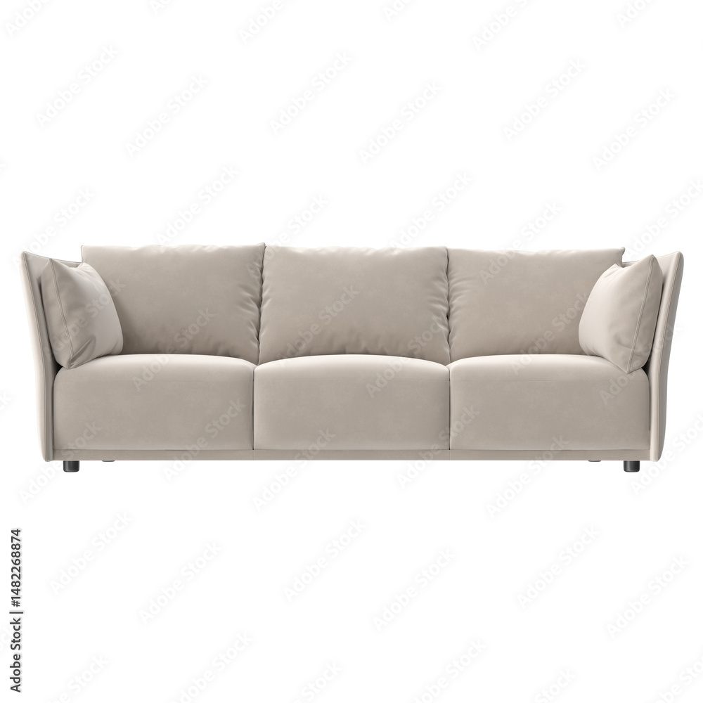 modern beige fabric sofa front view isolated. modern beige fabric sofa front view isolated.