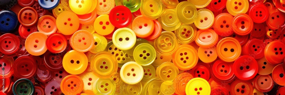 Fototapeta premium Colorful Buttons Background Bright Orange Yellow Red Texture warm craft retro shiny macro image