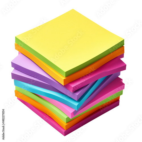 Colorful sticky notes stack isolated on white background