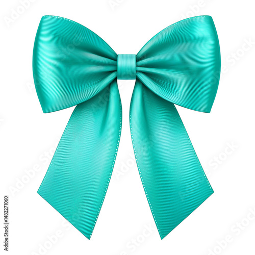 Obraz na płótnie Turquoise satin ribbon bow isolated on white background w salonie