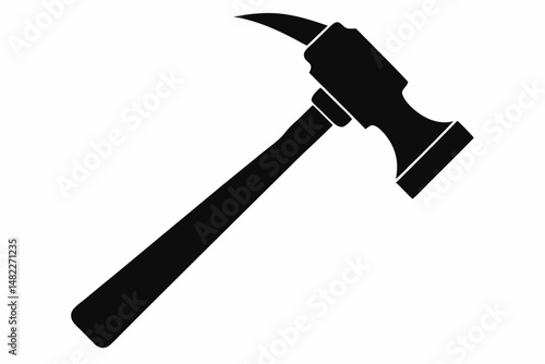 hammer silhouette line art vector illustration with a white background