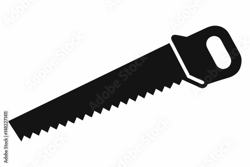 handsaw silhouette line art vector illustration with a white background