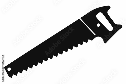handsaw silhouette line art vector illustration with a white background