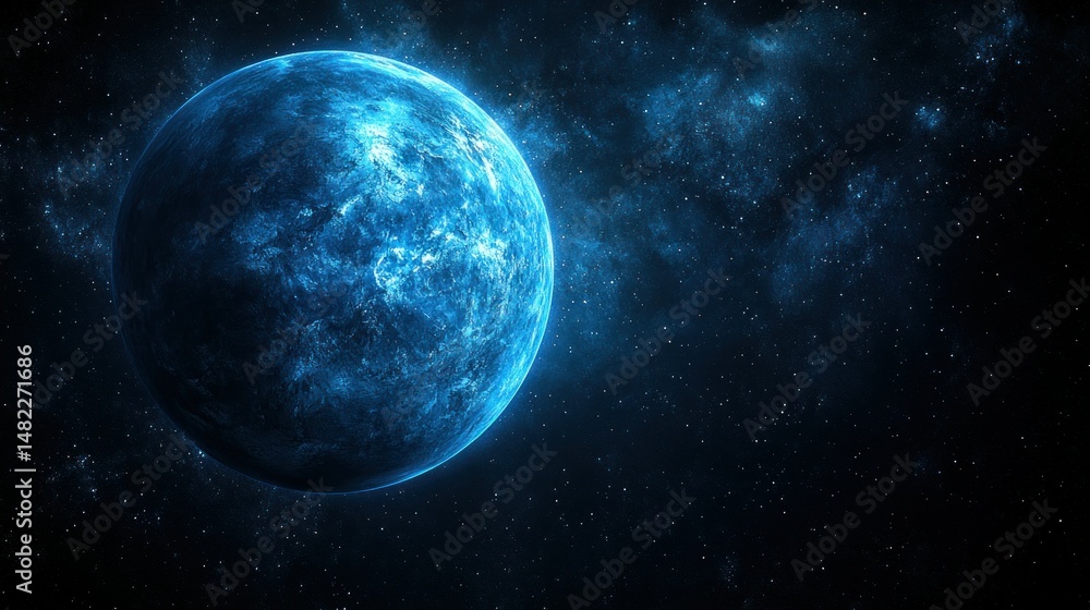 Obraz premium Azure planet in a cosmic expanse