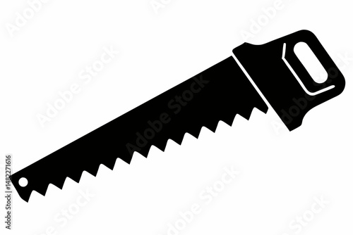 handsaw silhouette line art vector illustration with a white background