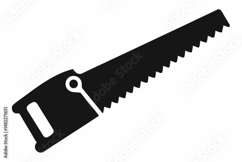 handsaw silhouette line art vector illustration with a white background