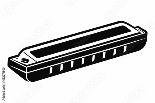 harmonica silhouette line art vector illustration with a white background