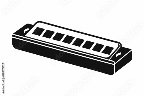 harmonica silhouette line art vector illustration with a white background