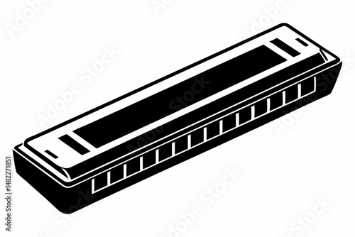 harmonica silhouette line art vector illustration with a white background