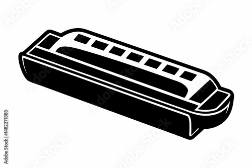 harmonica silhouette line art vector illustration with a white background