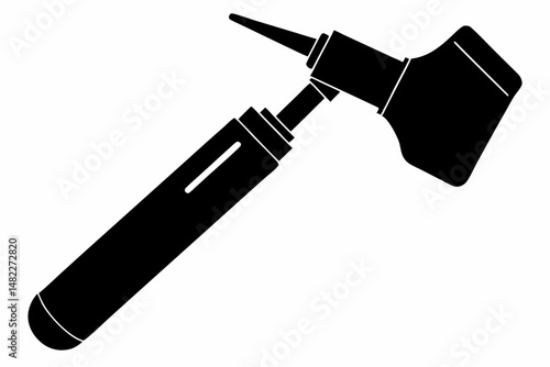 otoscope silhouette line art vector illustration with a white background
