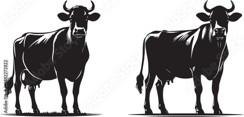 Delightful Cartoon Cow Vector Graphic – Cow No 8