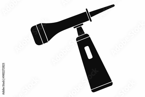 otoscope silhouette line art vector illustration with a white background