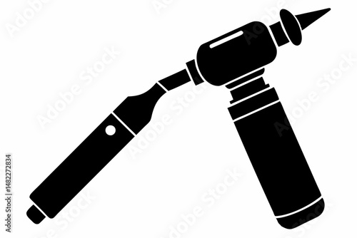 otoscope silhouette line art vector illustration with a white background