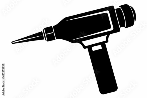 otoscope silhouette line art vector illustration with a white background