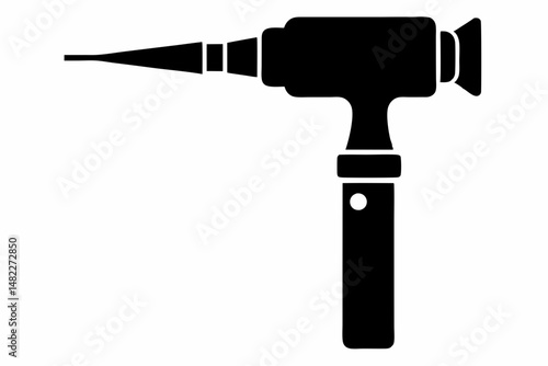otoscope silhouette line art vector illustration with a white background