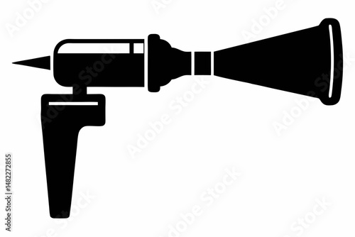 otoscope silhouette line art vector illustration with a white background