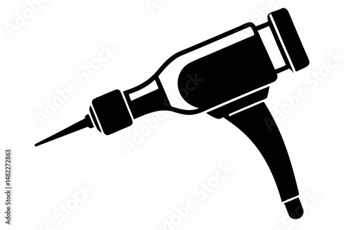 otoscope silhouette line art vector illustration with a white background
