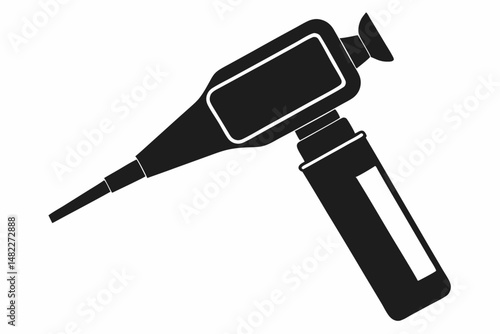 otoscope silhouette line art vector illustration with a white background