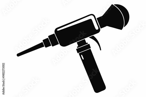otoscope silhouette line art vector illustration with a white background