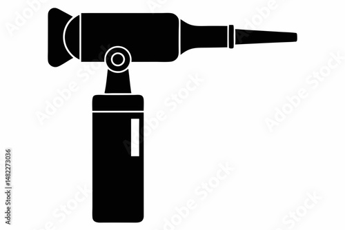 otoscope silhouette line art vector illustration with a white background
