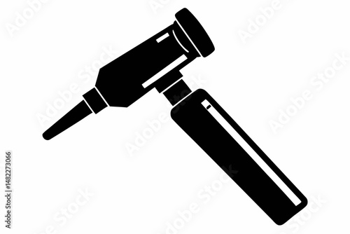otoscope silhouette line art vector illustration with a white background