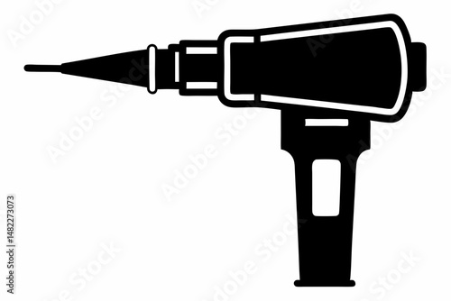 otoscope silhouette line art vector illustration with a white background
