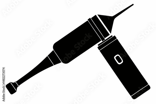 otoscope silhouette line art vector illustration with a white background