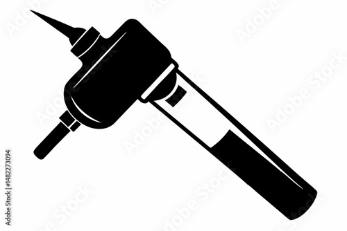otoscope silhouette line art vector illustration with a white background