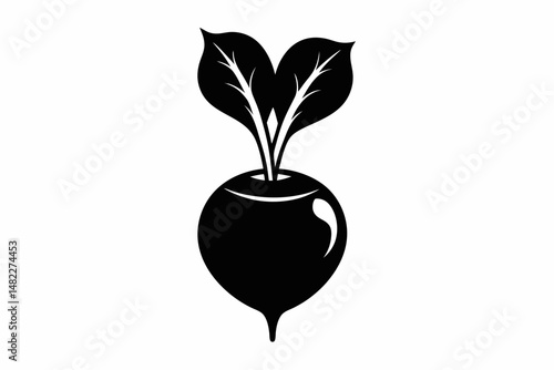 radish silhouette line art vector illustration with a white background