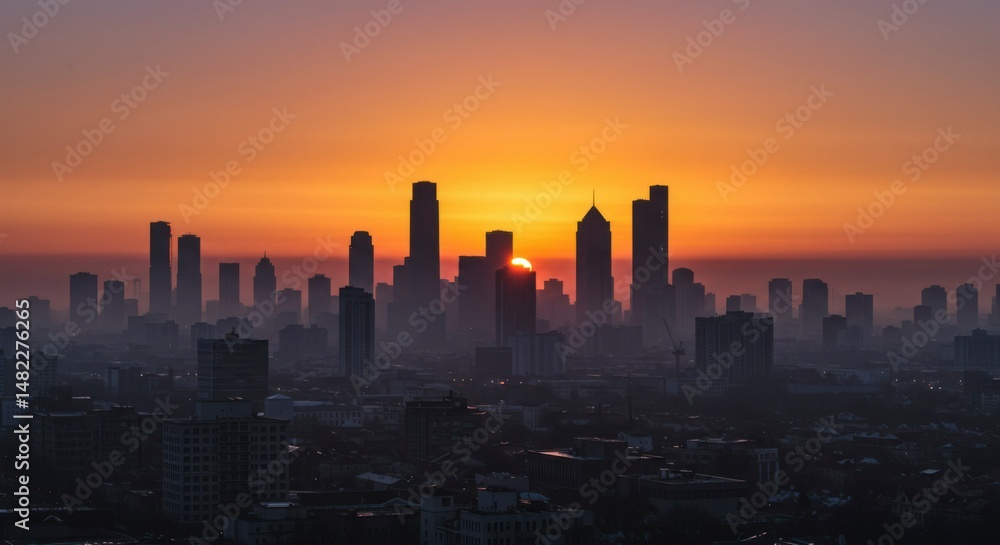 Obraz premium City skyline sunrise