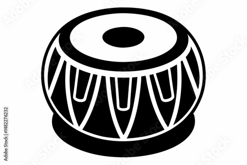 tabla silhouette line art vector illustration with a white background