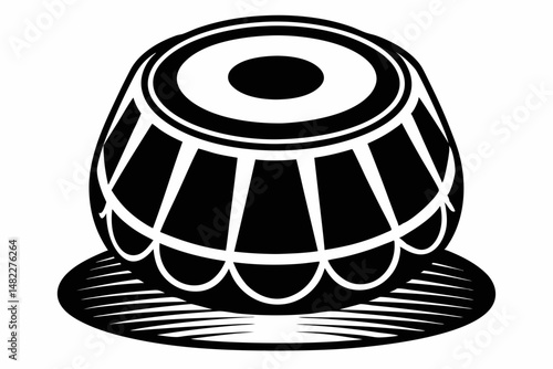 tabla silhouette line art vector illustration with a white background