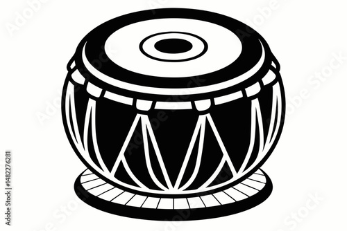 tabla silhouette line art vector illustration with a white background