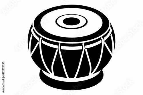 tabla silhouette line art vector illustration with a white background