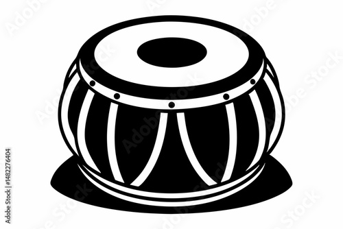 tabla silhouette line art vector illustration with a white background