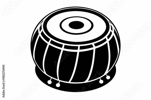 tabla silhouette line art vector illustration with a white background