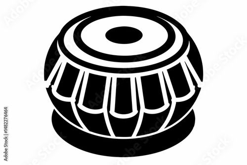 tabla silhouette line art vector illustration with a white background