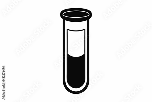 test tube silhouette line art vector illustration with a white background