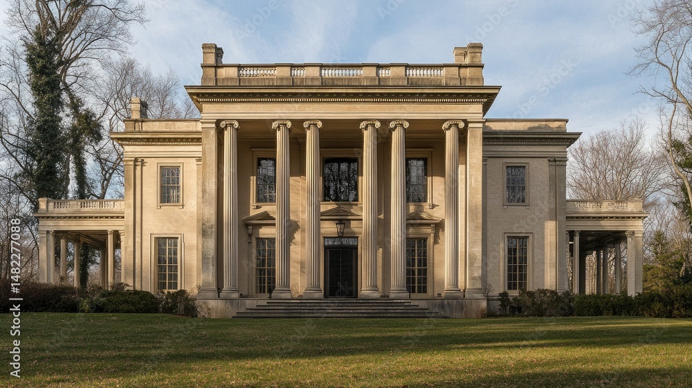 Fototapeta premium Magnificent Greek Revival Mansion: A Timeless Architectural Masterpiece