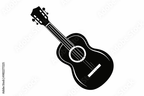 ukulele silhouette line art vector illustration with a white background