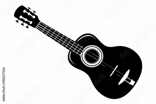 ukulele silhouette line art vector illustration with a white background