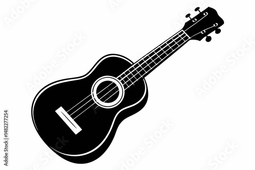 ukulele silhouette line art vector illustration with a white background