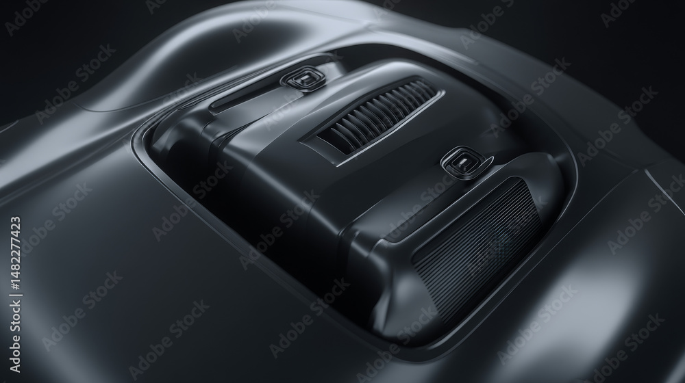 Close-up of a sleek, futuristic black technology component showcasing advanced design. Close-up of a sleek, futuristic black technology component showcasing advanced design.
