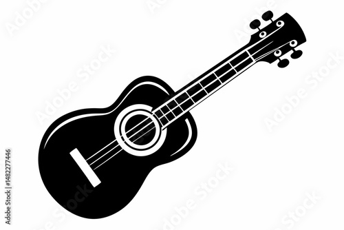 ukulele silhouette line art vector illustration with a white background
