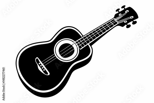 ukulele silhouette line art vector illustration with a white background