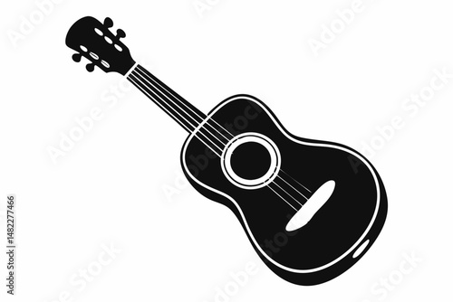 ukulele silhouette line art vector illustration with a white background