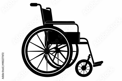 wheelchair silhouette line art vector illustration with a white background